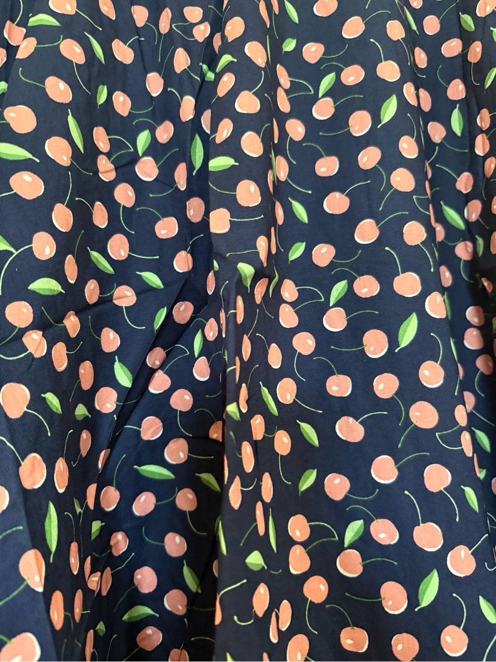 New Tulip Women’s Navy Skirt with Pink Cherry Print - Picture 2 of 6